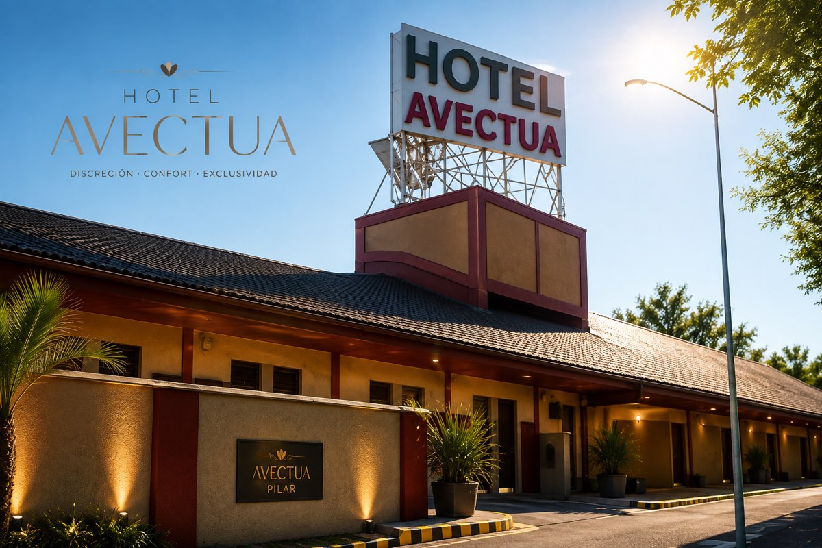 Frente de Hotel Avectua, hotel de alojamiento por horas en Pilar